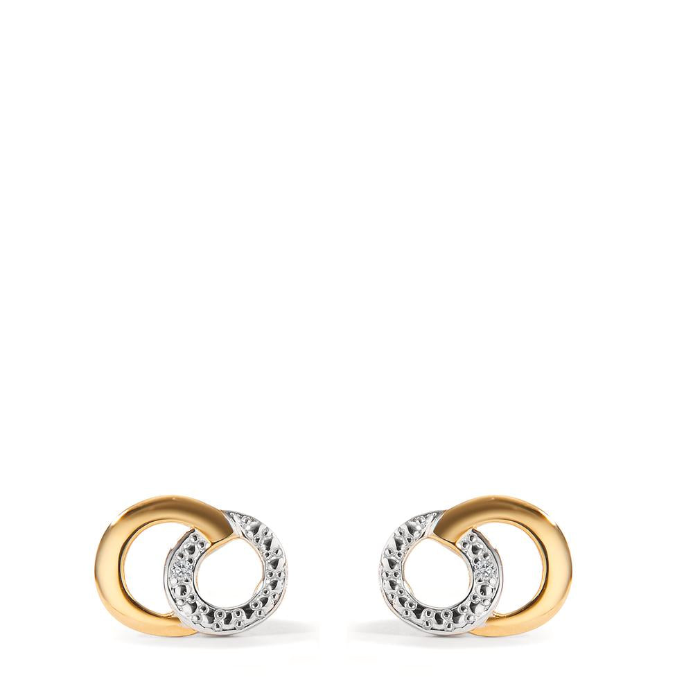 Clous d'oreilles Or jaune 18K Diamant 2 Pierres, w-pi1 Bicolore