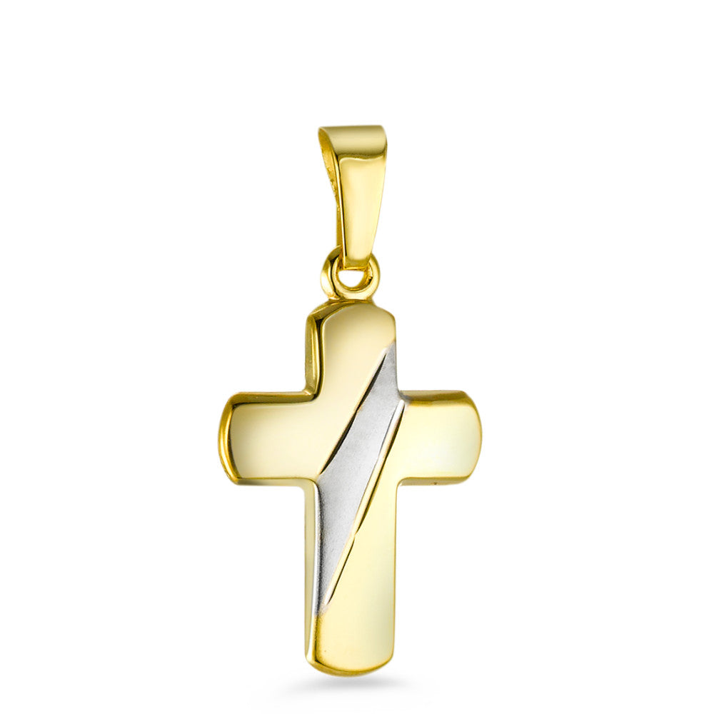 Pendentif Or jaune 18K Rhodié Croix