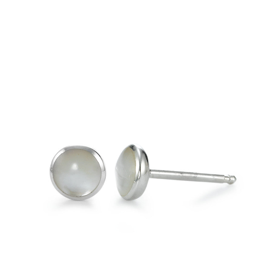 Clous d'oreilles Argent nacre Ø6 mm