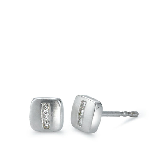 Clous d'oreilles Or blanc 18K Diamant 0.05 ct, 6 Pierres, w-si