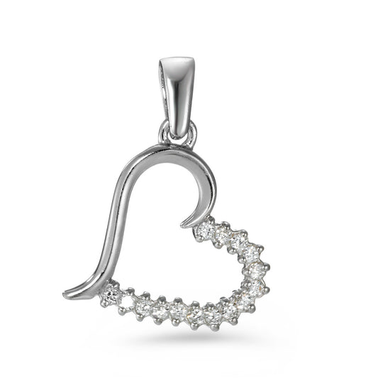 Pendentif Argent Zircone 14 Pierres Rhodié Coeur