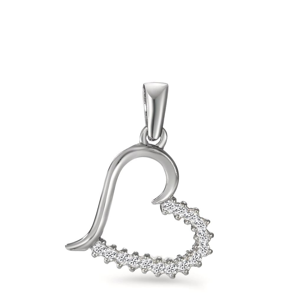 Pendentif Argent Zircone 14 Pierres Rhodié Coeur