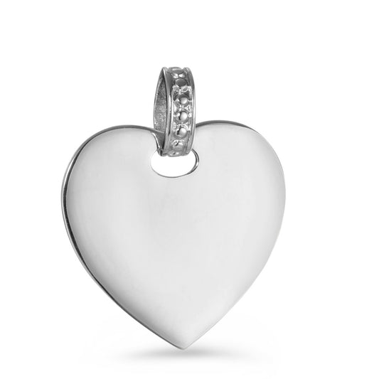 Pendentif avec gravure Argent Rhodié Coeur