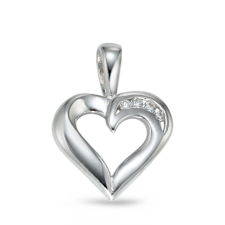 Pendentif Argent Zircone 4 Pierres Rhodié Coeur