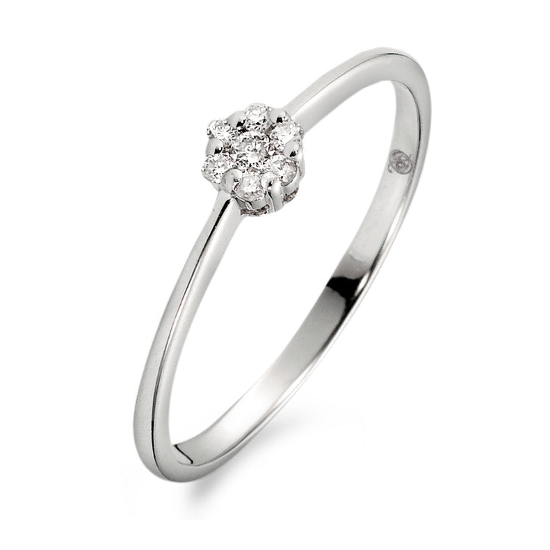 Bague Or blanc 18K Diamant blanc, 0.08 ct, 7 Pierres, w-si Ø4 mm