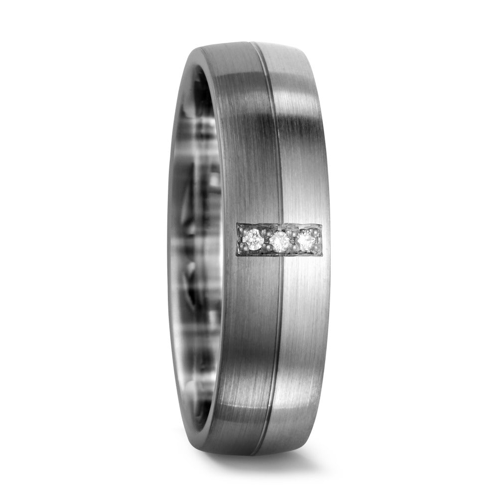 Partnerring 375/9 K Weissgold, 500 Palladium Diamant 0.03 ct, 3 Steine, tw-si