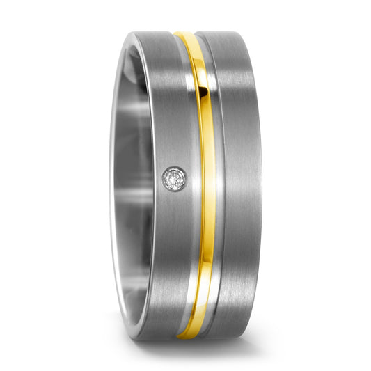 Bague Titane, Or jaune 18K Diamant 0.02 ct, w-si