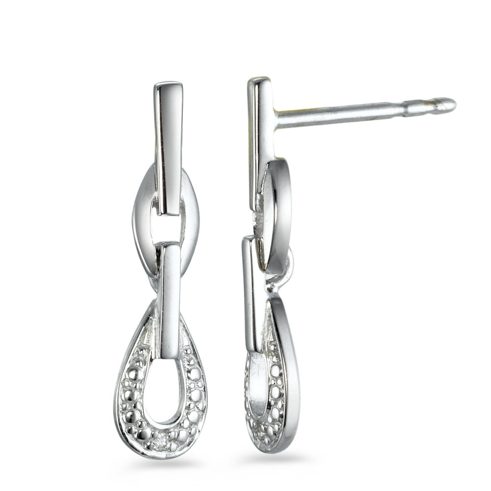 Pendant d'oreilles Or blanc 18K Diamant 0.01 ct, 2 Pierres, w-si