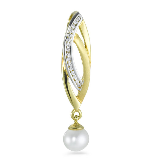 Pendentif Or jaune 18K Zircone perle d'eau douce