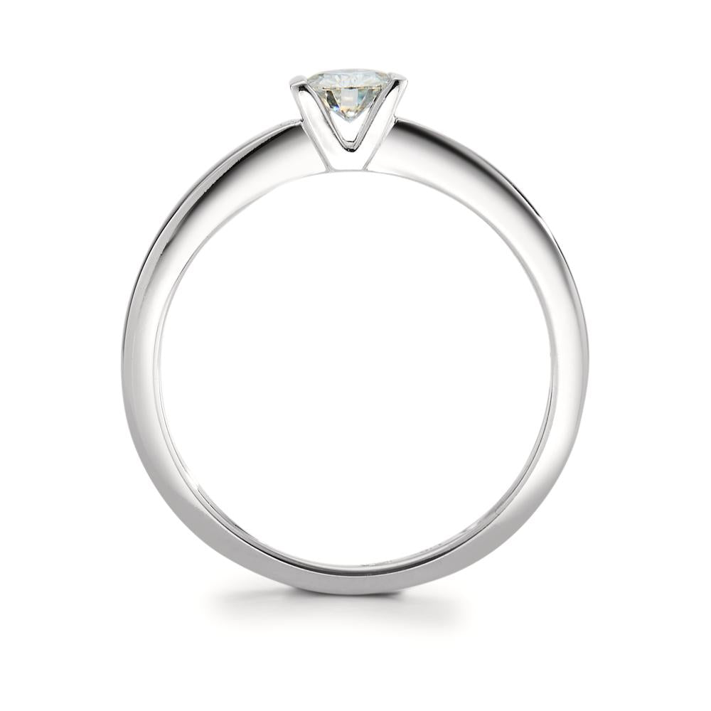 Bague solitaire Or blanc 18K Moissanite blanc, 4 mm