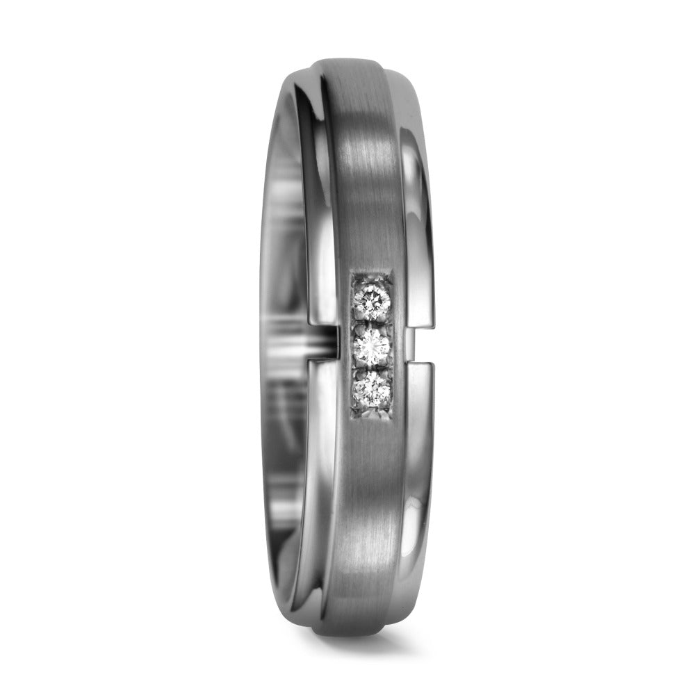 Partnerring 950 Palladium Diamant 0.03 ct, 3 Steine, tw-si