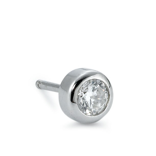 Clous d'oreille à l'unité Argent Zircone Rhodié Ø6 mm