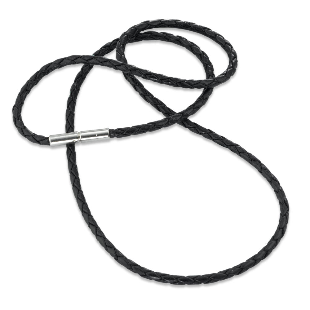 Cordon de cou Cuir, Acier inoxydable 50 cm Ø4 mm