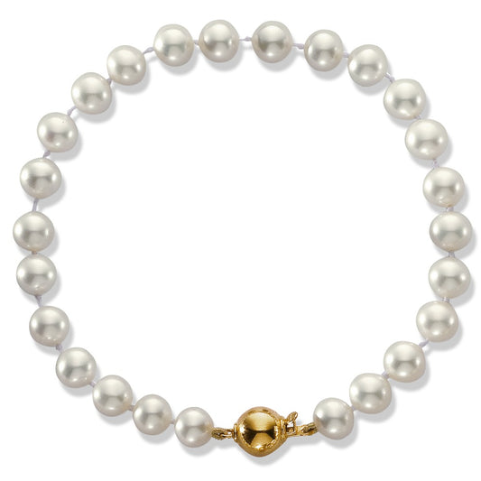 Bracelet Or jaune 18K perle d'eau douce 19 cm