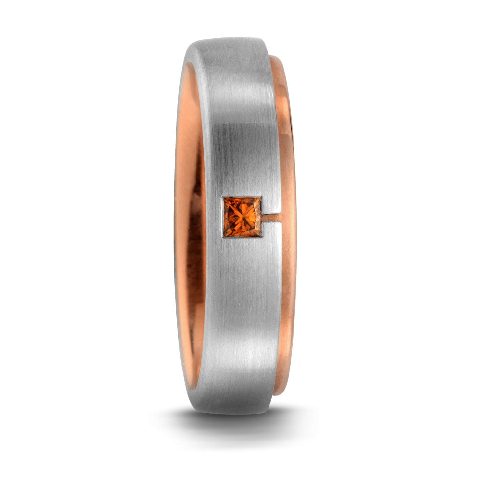 Bague Platine 950 Diamant orange, 0.05 ct, carrée, w-si