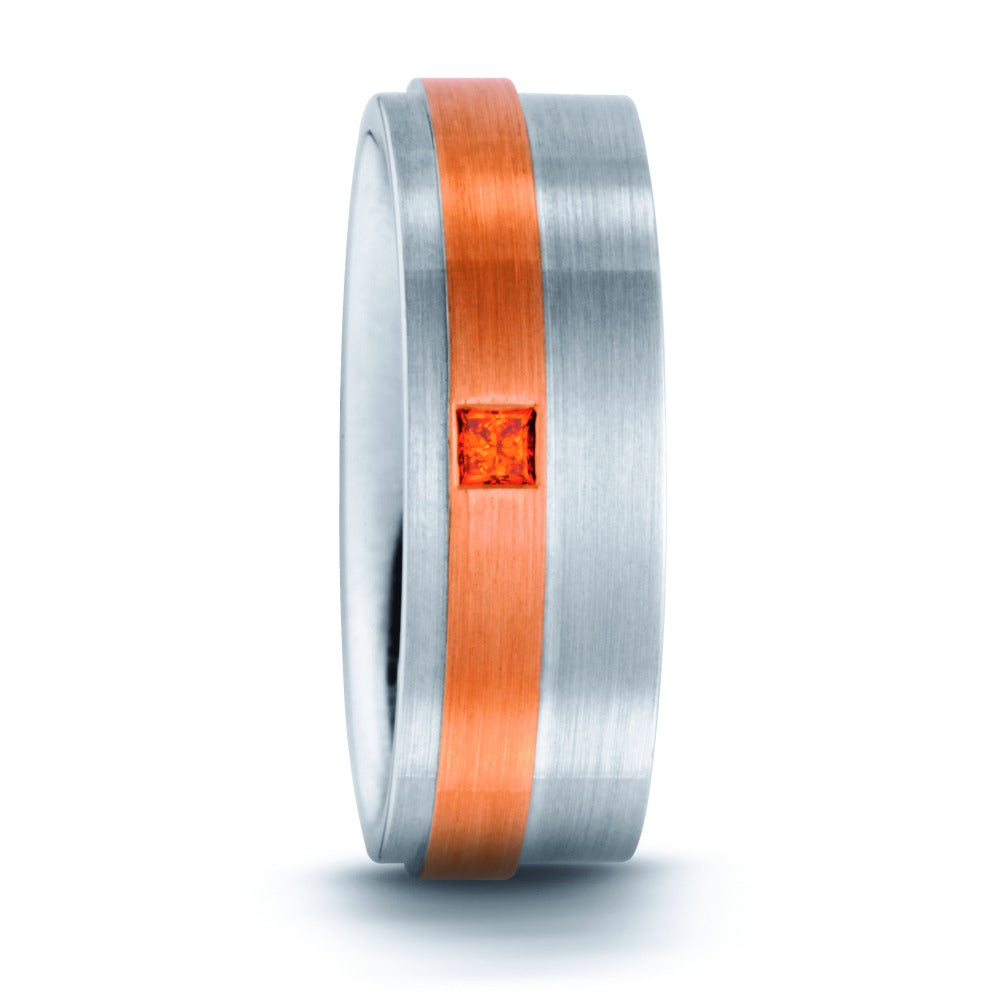 Bague Platine 950 Diamant orange, 0.05 ct, carrée, w-si