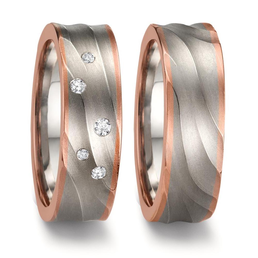 Anello del partner Oro grigio 750/18 kt, Oro rosa 750/18 carati