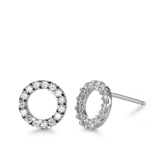 Clous d'oreilles Argent Zircone Rhodié Ø10 mm