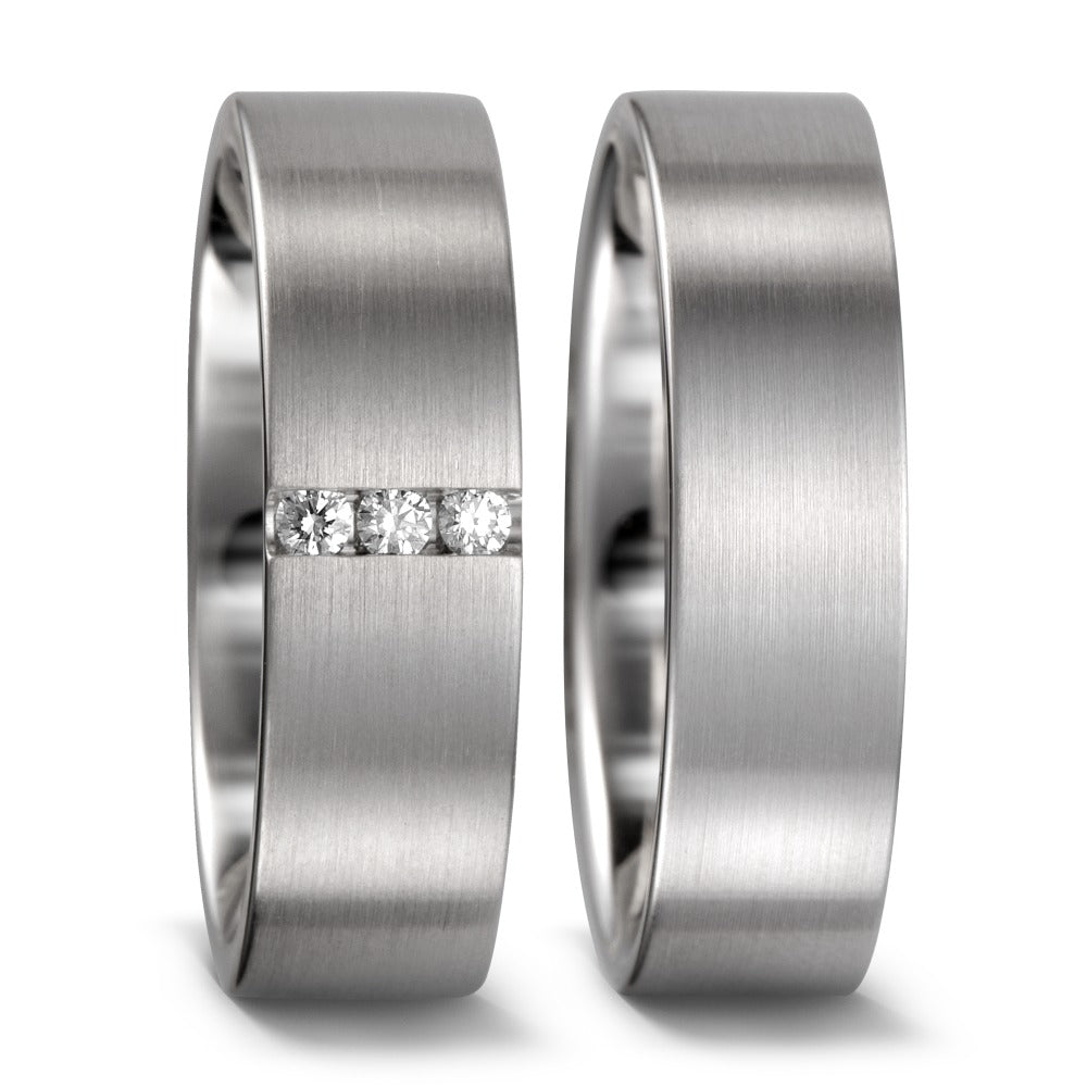 Bague Platine 950 Diamant 0.06 ct, 3 Pierres, tw-si