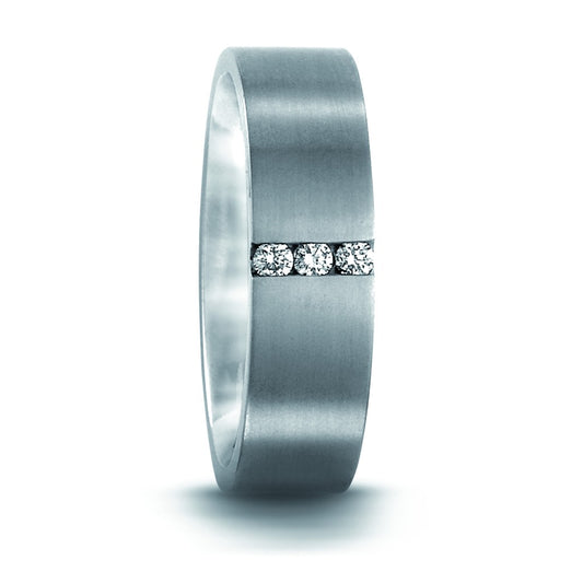 Bague Palladium 950 Diamant 0.06 ct, 3 Pierres, tw-si