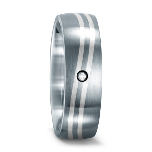 Bague Acier inoxydable, Argent Zircone