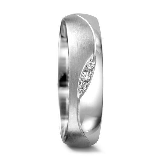 Partnerring 750/18 K Weissgold Diamant 0.02 ct, 3 Steine, tw-vsi