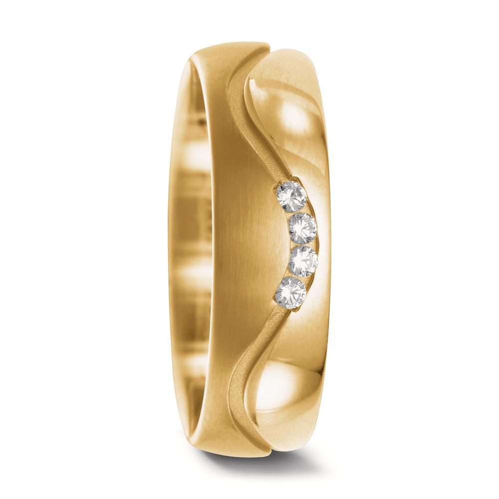 Partnerring 750/18 K Gelbgold Diamant 0.08 ct, 4 Steine, w-si