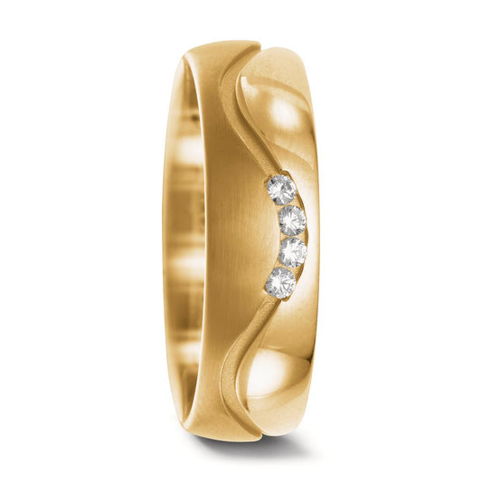 Partnerring 750/18 K Gelbgold Diamant 0.08 ct, 4 Steine, w-si