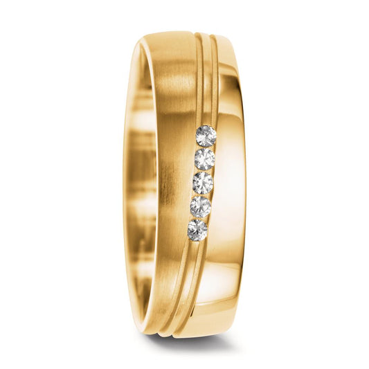 Partnerring 750/18 K Gelbgold Diamant 0.075 ct, 5 Steine, w-si