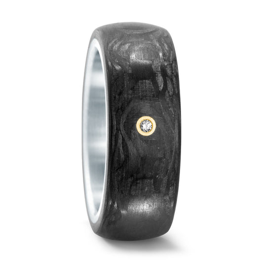 Partnerring Edelstahl, Carbon, 750/18 K Gelbgold Diamant 0.01 ct, w-si