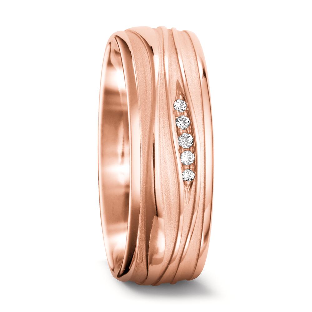 Partnerring 750/18 K Rosegold Diamant 0.033 ct, 5 Steine, w-si