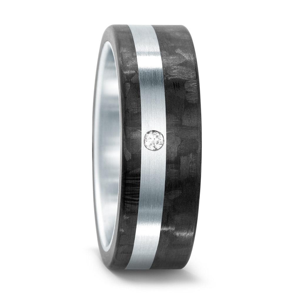 Partnerring Edelstahl, Carbon Diamant 0.02 ct, w-si