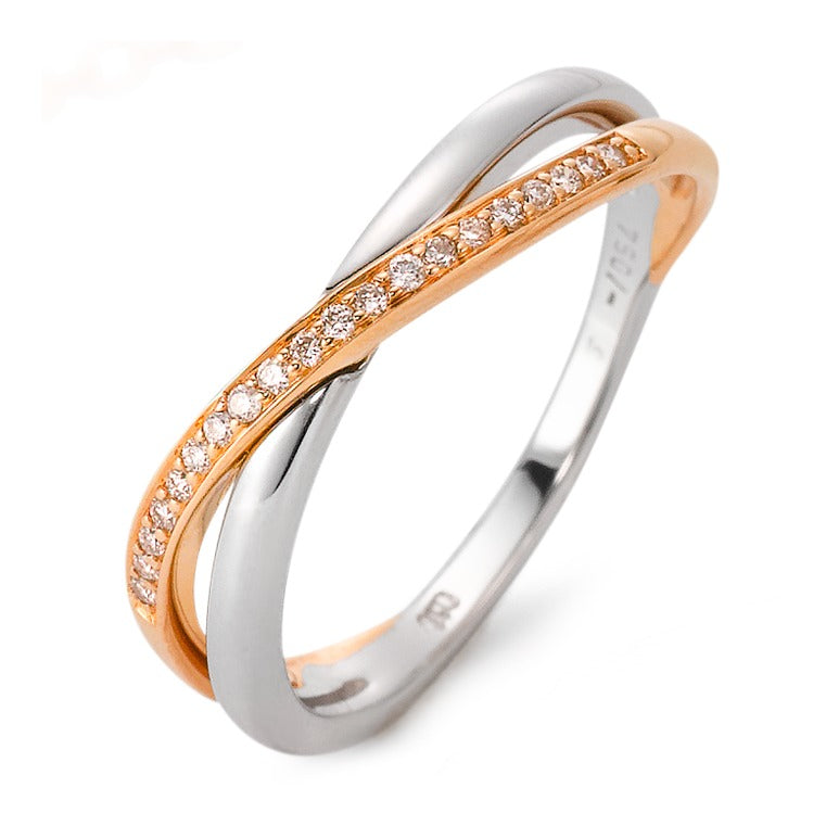 Bague Or blanc 18K, Or rouge 18K Diamant 0.10 ct, 20 Pierres, w-si