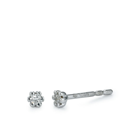 Clous d'oreilles Or blanc 18K Diamant 0.05 ct, 2 Pierres, w-si