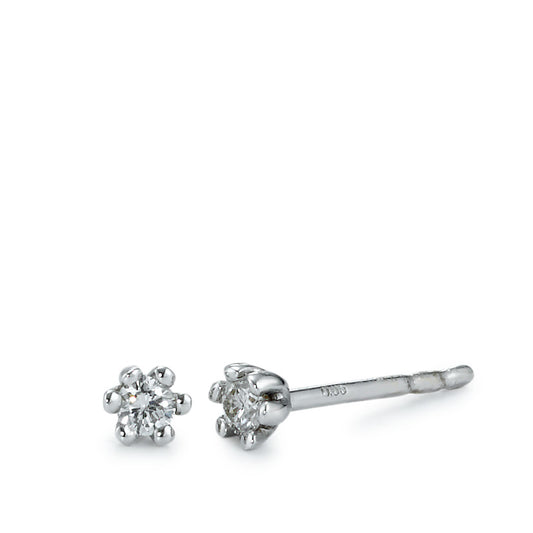 Clous d'oreilles Or blanc 18K Diamant 0.10 ct, 2 Pierres, w-si Ø3.5 mm