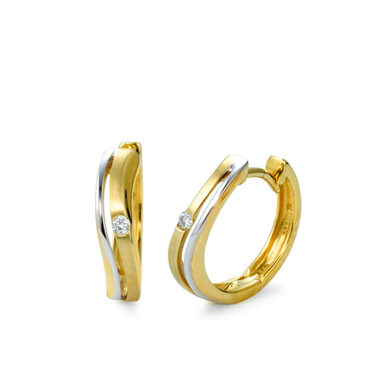 Orecchini circolari Oro giallo 375/9K, Oro bianco 375/9K Diamante 0.04 ct, 2 pietra, w-si