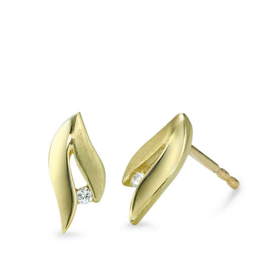 Clous d'oreilles Or jaune 9K Diamant 0.02 ct, 2 Pierres, w-si