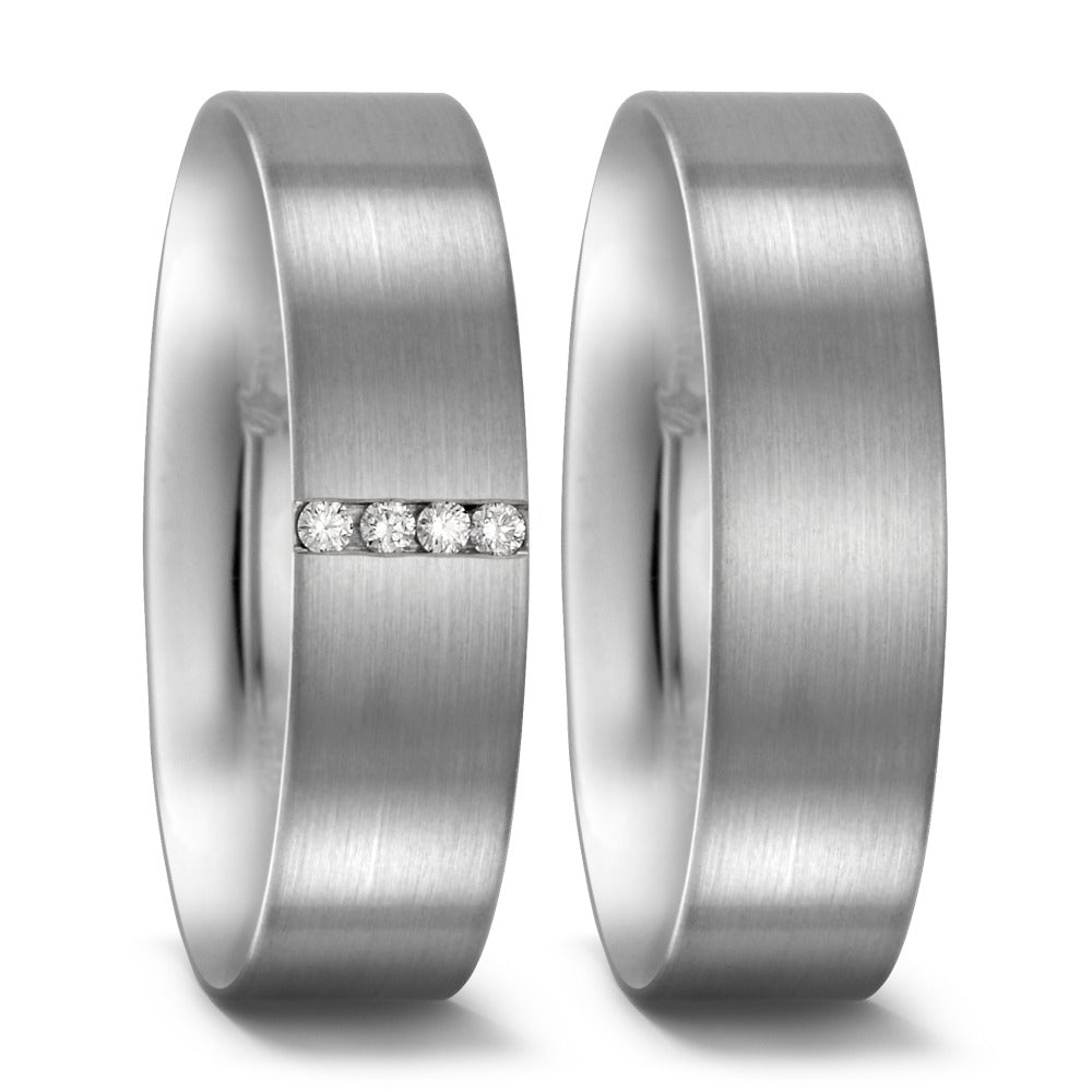 Bague Palladium 950 Diamant 0.04 ct, 4 Pierres, tw-si