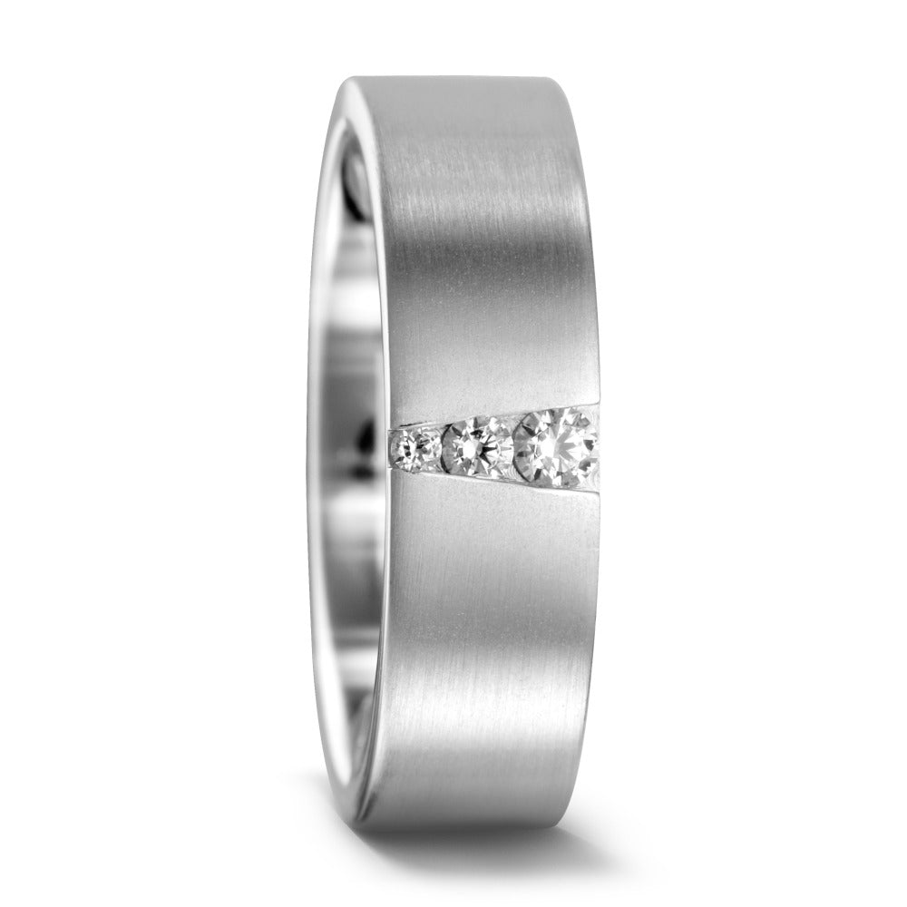 Bague Palladium 950 Diamant 0.09 ct, 3 Pierres, w-si