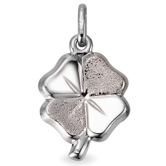 Pendentif Or blanc 9K Feuille de Trèfle