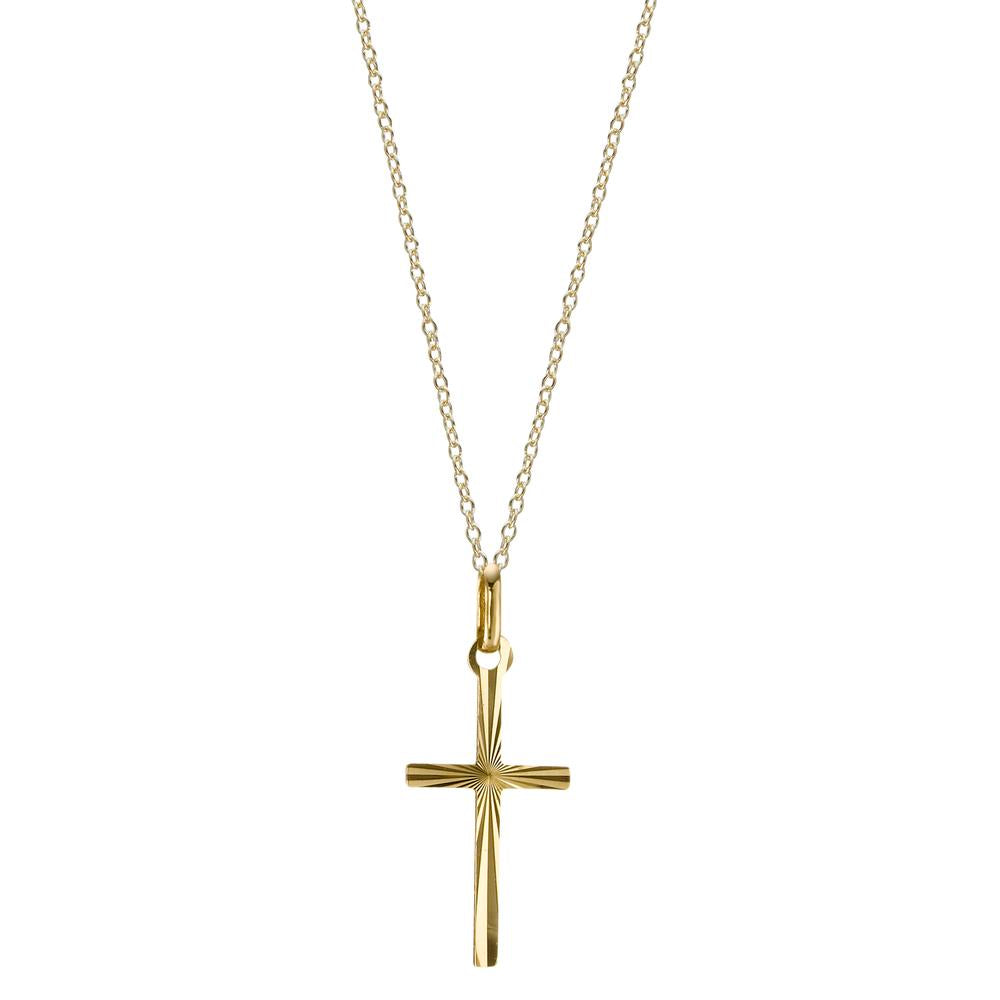 Chaînette avec pendentif Or jaune 9K Croix 38 cm