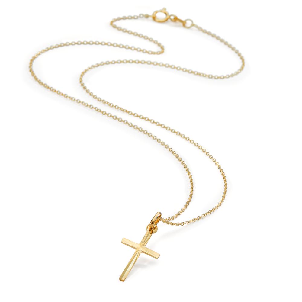 Chaînette avec pendentif Or jaune 9K Croix 38 cm