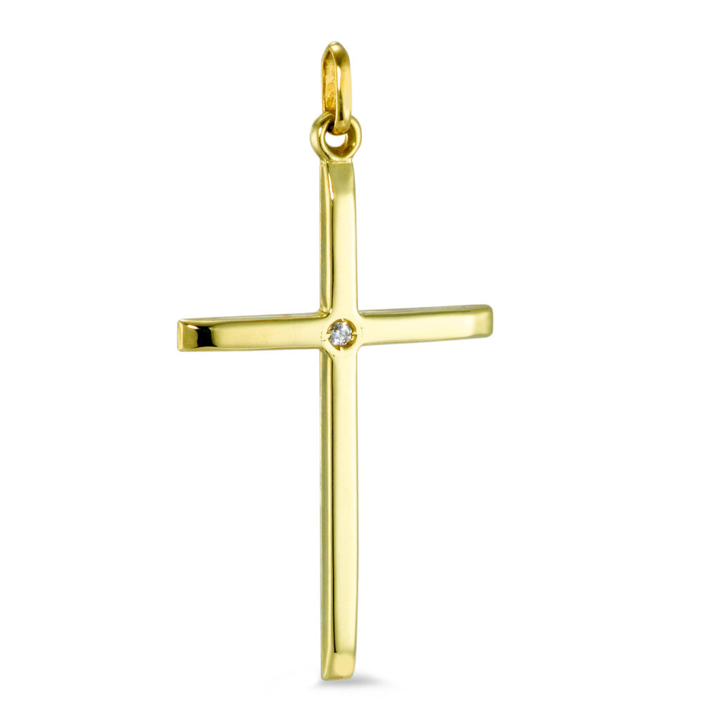 Pendentif Or jaune 9K Zircone Croix