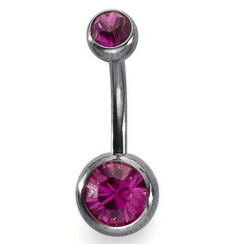 Piercing nombril Titane Cristal rouge, 2 Pierres