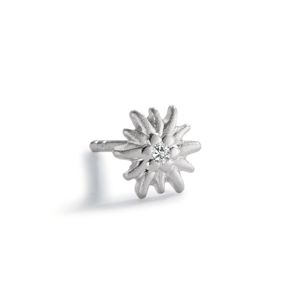 Clous d'oreille à l'unité Argent Zircone Rhodié Edelweiss Ø7 mm