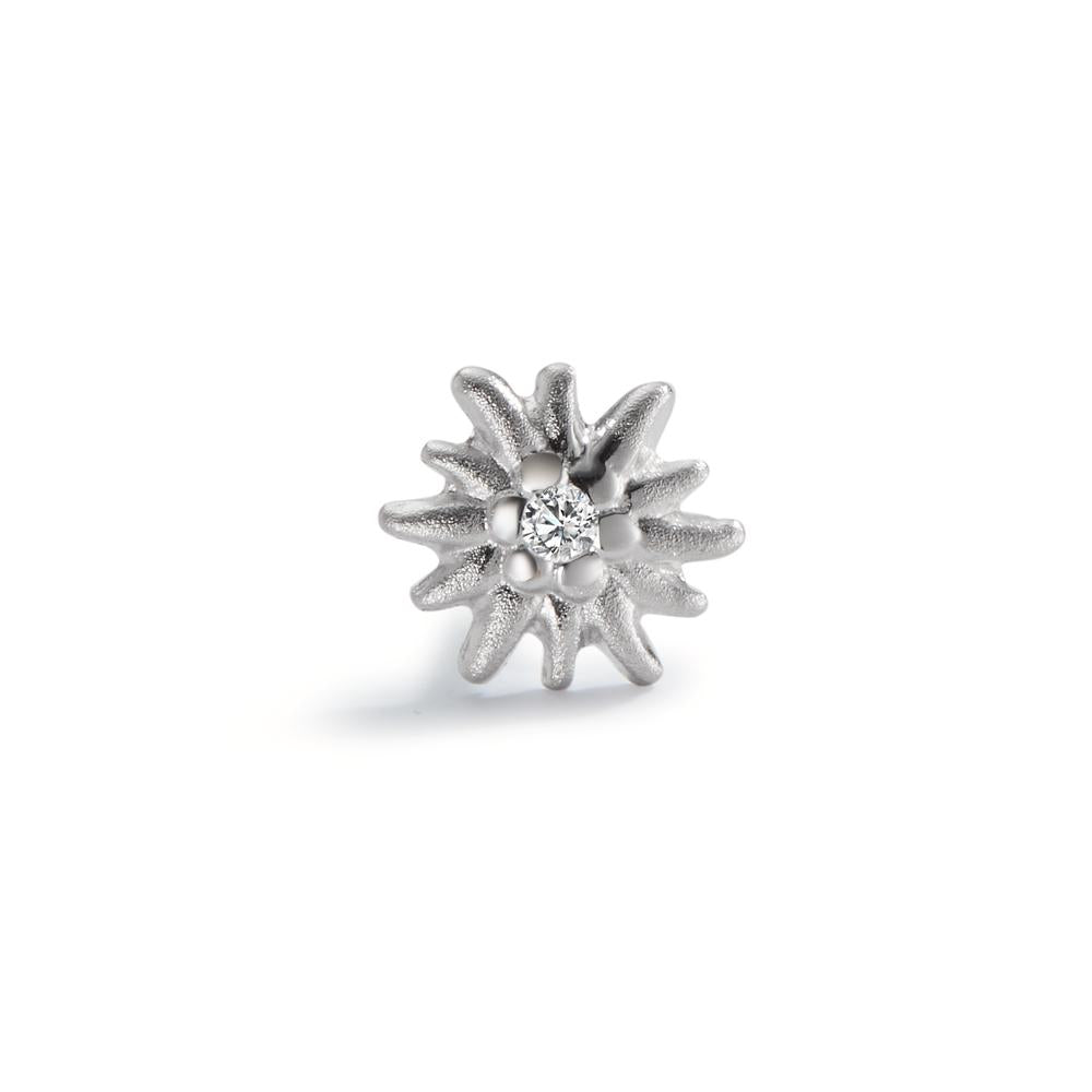 Clous d'oreille à l'unité Argent Zircone Rhodié Edelweiss Ø7 mm