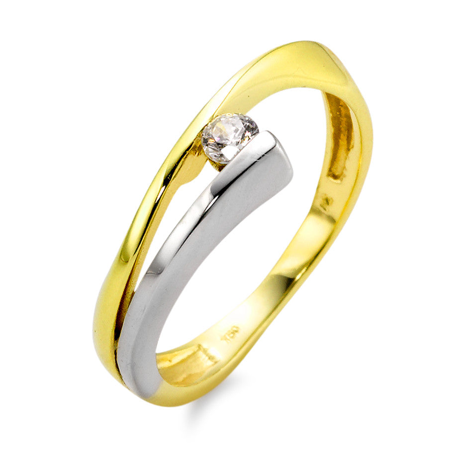 Bague Or jaune 18K, Or blanc 18K Zircone