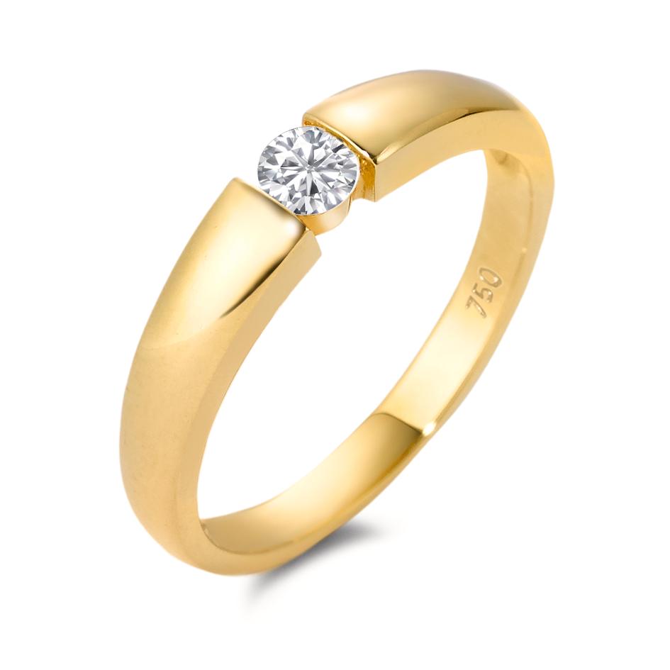 Bague solitaire Or jaune 18K Moissanite