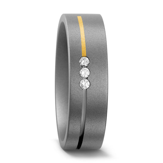 Alliance Titane, Or jaune 18K Diamant 0.06 ct, 3 Pierres, w-si