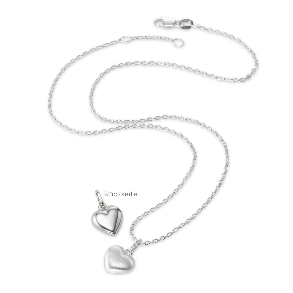 Chaînette avec pendentif Argent Rhodié Coeur 36-38 cm Ø9 mm